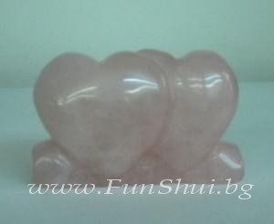 Фън Шуй Двойно Сърце от Розов Кварц